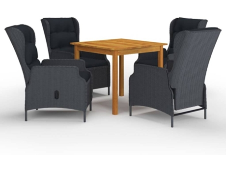Conjunto 5 de comedor para jardín de VIDAXL gris oscuro