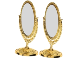 2 Pièces Miroir De Table Ovale Vintage Double Face Pivotant De Coiffeuse Européen À Large Champ D...