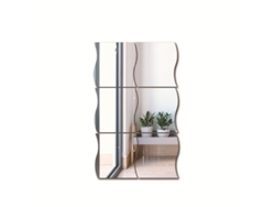 RNEMITERY Pegatinas de pared con espejo ondulado, arte 3D DIY para decoración del hogar, calcomanías de pared de espejo acrílico con efecto ondulado 3D plateado