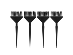 4pcs Pincel De Tintura De Cabelo Com Cerdas Rigidas E Ponta Afilada Para Coloração Uniforme Em Barbearia Preto