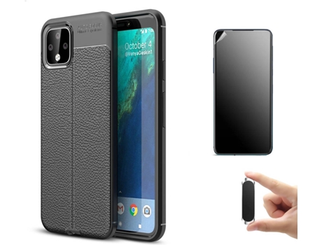Kit Carcasa, Protector Y Soporte Google Pixel 4 Ultimatte Rugged Leather Negro