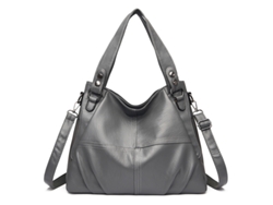 Bolso de mano de piel suave para mujer, bandolera estilo mensajero, estilo hobo, gris Digitallab