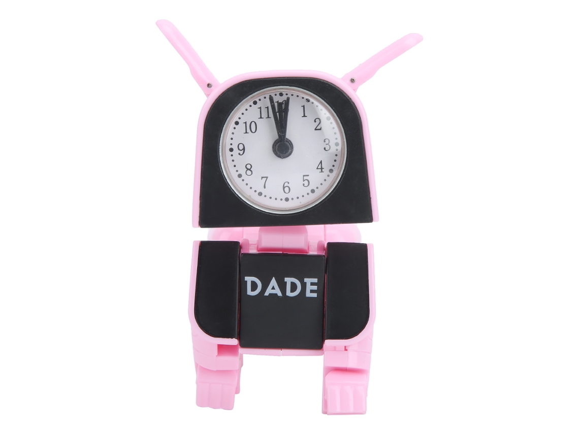 Despertador infantil WalshLXQ con un adorable estampado de cachorros rosas, ideal para un escritorio.
