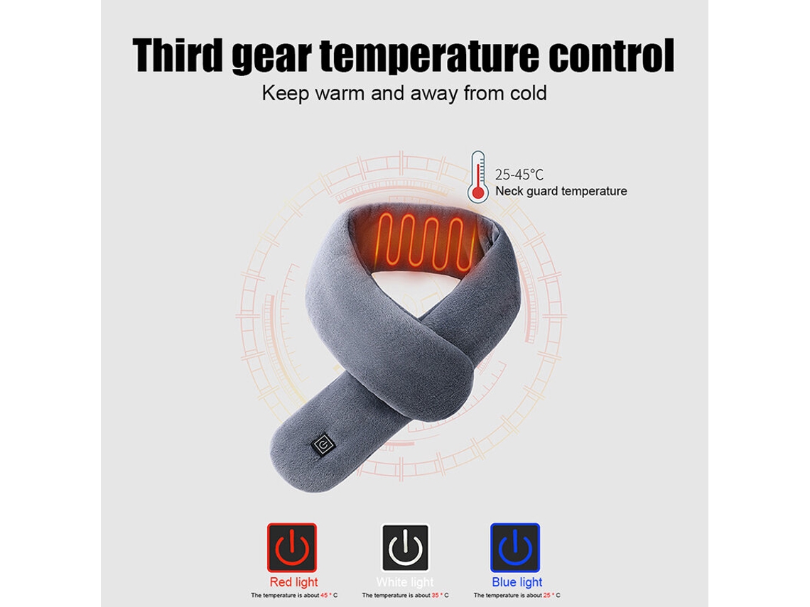 Azul Oscurotengoo Bufanda Eléctrica Calefactable 3 Velocidades Ajustable 80-100cm Recargable Usb Uniex Cálida Cuello Felpa
