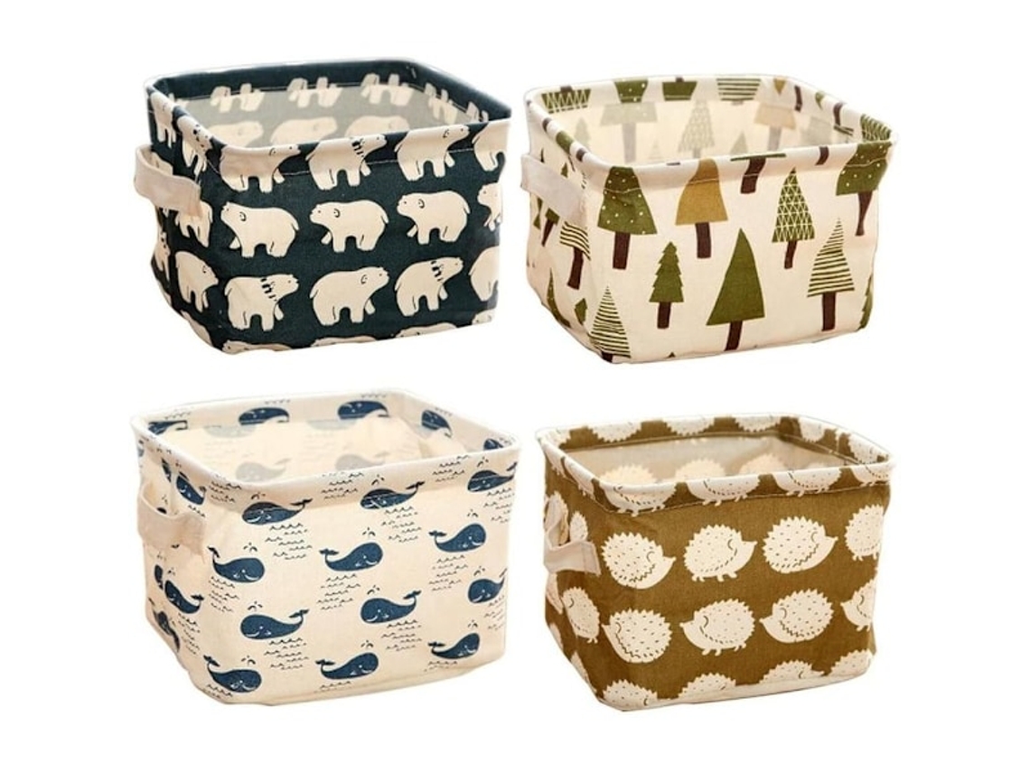 Cajas de almacenamiento de lino (ballena, oso polar, erizo, árbol) Telas para bebés pequeños