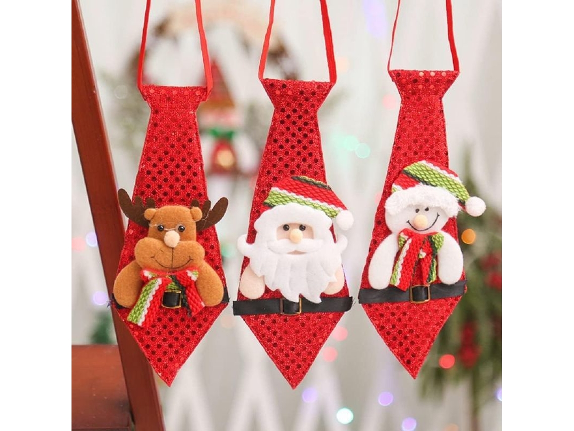 Corbatas Navideñas, 3 Piezas Con Lentejuelas De Papá Noel, Muñeco De Nieve Y Ciervo, Decoración Navideña.