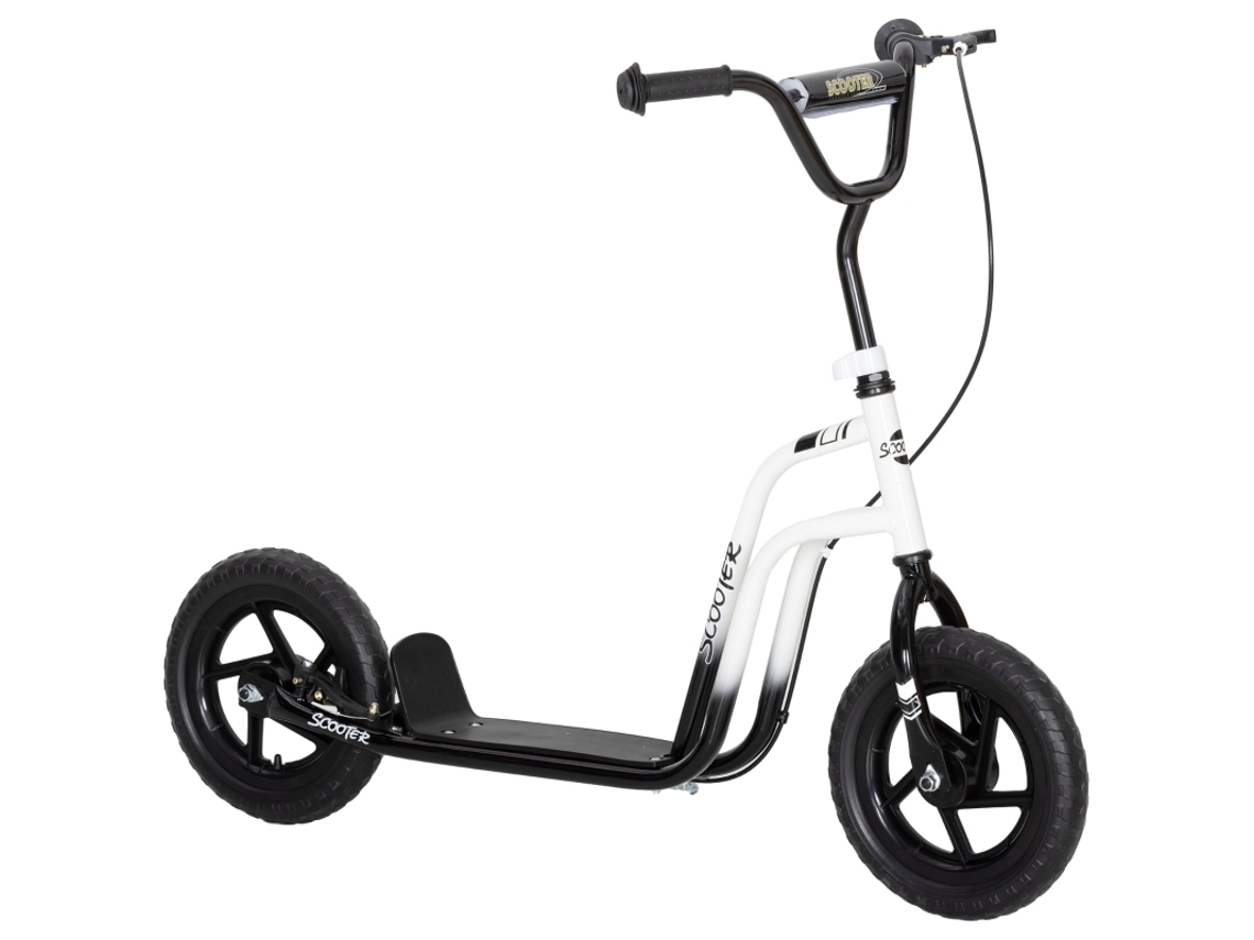 Patinete Con Manillar Ajustable, Ruedas Grandes, Caballete Lateral, Freno, Para Edades De 5 A 12 Años, Color Blanco.