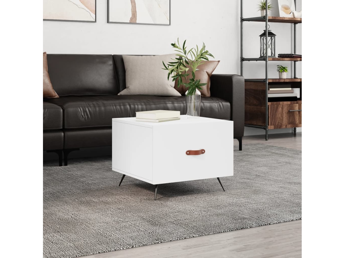 Mesa de centro de 50x50x40 cm, fabricada en madera sintética blanca, HARLANV1