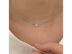 (blanco Dorado) Lágrima De Sirena, Plata Pura S925, Diamante Único De Zirconio 4 Mm Con Brillo Excepcional, Collar