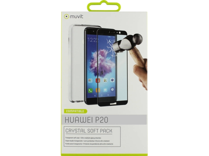 Carcasa y Protector de Pantalla Huawei P20 MUVIT Crystal Transparente