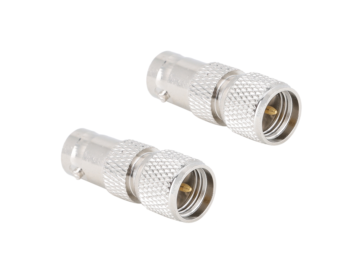 2 Adaptadores Coaxiales Bnc Hembra De Latón Niquelado A Conector Mini Uhf Rf