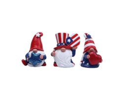Paquete De 3 Figuras Decorativas De Enanos Patrióticos Con Rayas De Ee. Uu. Para El 4 De Julio Y El Día De La Independencia.