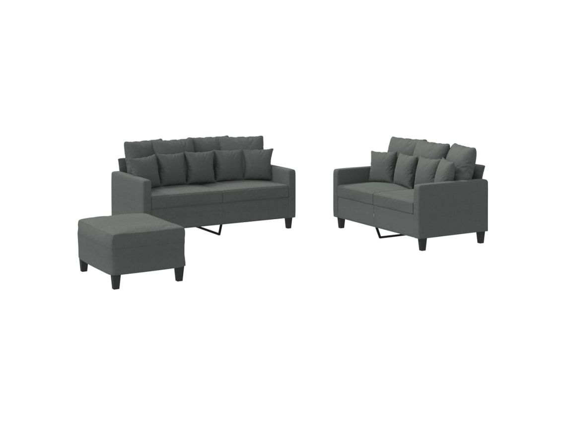 Maison Exclusive - Juego De Sofás Con Cojines 3 Piezas Tela Gris Oscuro
