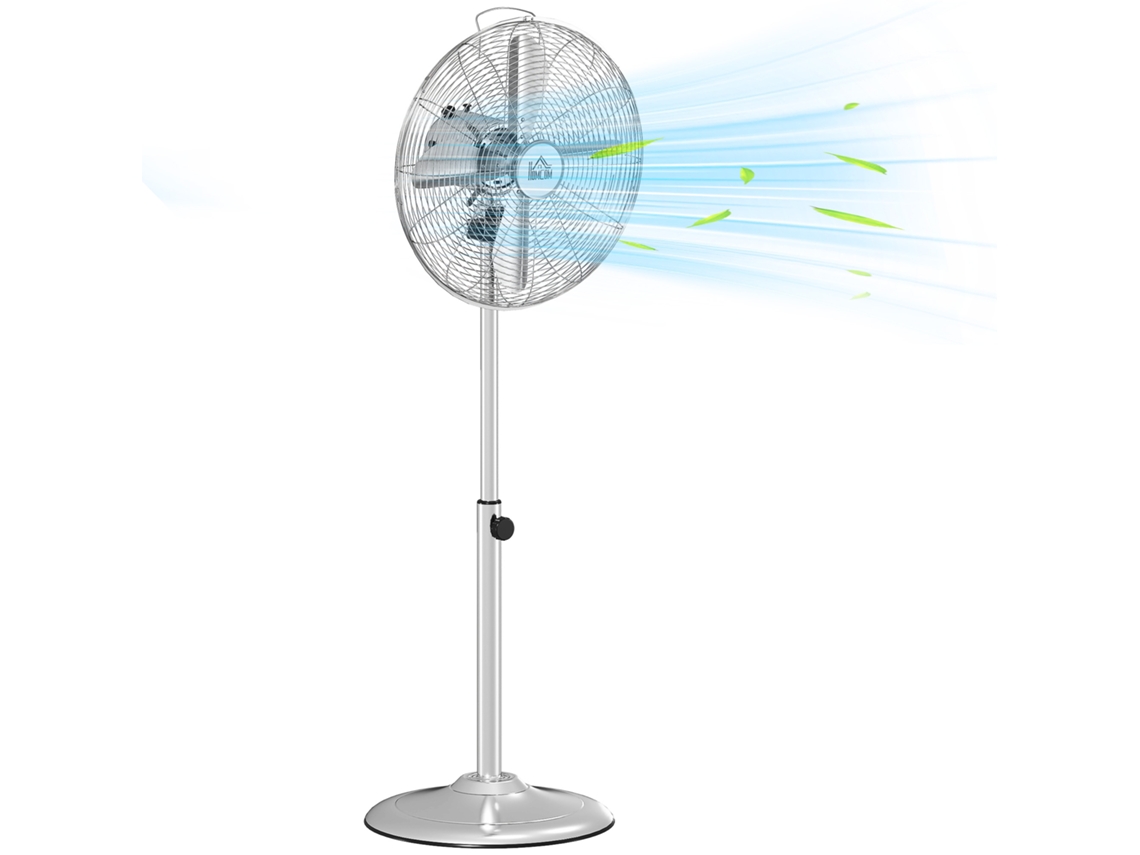 Ventilador De Pedestal, 50w, Altura Regulable 87-120cm, 3 Velocidades, Oscilación E Inclinación Regulables, Plateado