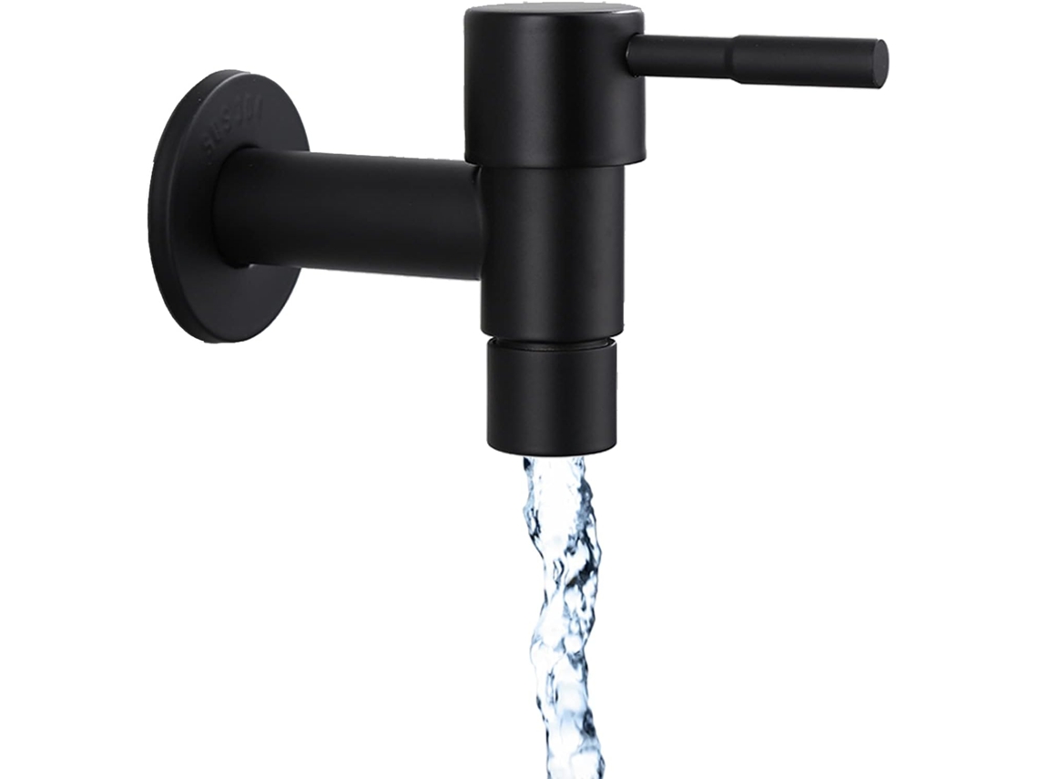 Grifo De Agua Fría Montado En La Pared Para Fregadero De Fregona (negro) Chrui