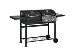 Barbacoa De Gas, Incluye Termómetro Y Placas Calefactoras, 161 X 54 X 103 Cm, Color Negro Y Plata.