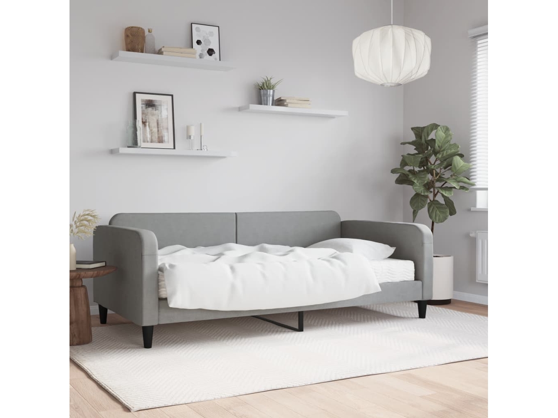 Sofá Cama Con Colchón Tela Gris Claro 100x200 Cm