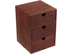 Caja De Almacenamiento De Madera Con 3 Cajones, Organizador De Oficina Compacto De Madera Maciza.