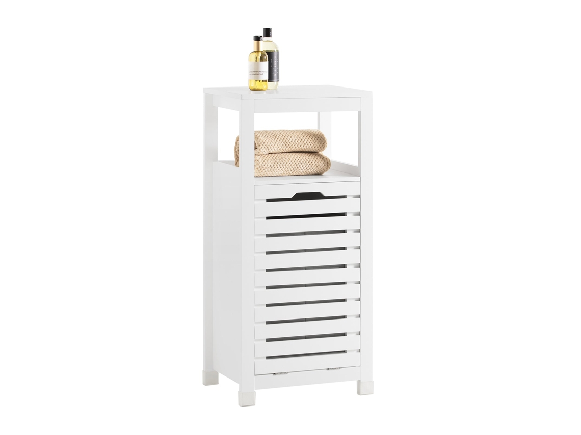 Armario de Baño SOBUY BZR67-W con 1 Cesto para Ropa Sucia (Blanco - 42x30x90 cm)