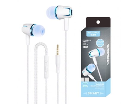Auriculares Subwoofer con cable de graves estéreo con micrófono Llamadas manos libres Teléfono Blanco Azul