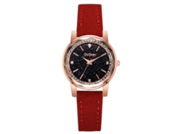 Reloj De Pulsera De Cuarzo De Moda, Estilo Casual Sencillo Con Diamantes De Imitación, Piel Sintética (rojo)