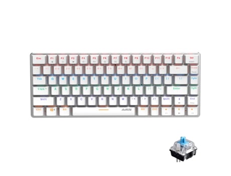 Teclado mecánico de 82 teclas, interruptor negro/azul, teclado para juegos de alta sensibilidad con retroiluminación para computadora, blanco con r...
