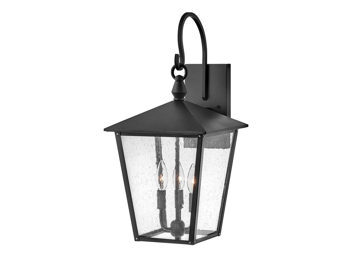 Luz de pared al aire libre HINKLEY (HK-Huntersfield2-L-BK) Huntersfield Aluminum, latón, vidrio semilla transparente E14 3 Bulbos