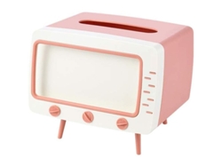 2026-caja De Pañuelos Vintage Con Forma De Televisor, Portaremotores Y Soporte Para Móvil (rosa)