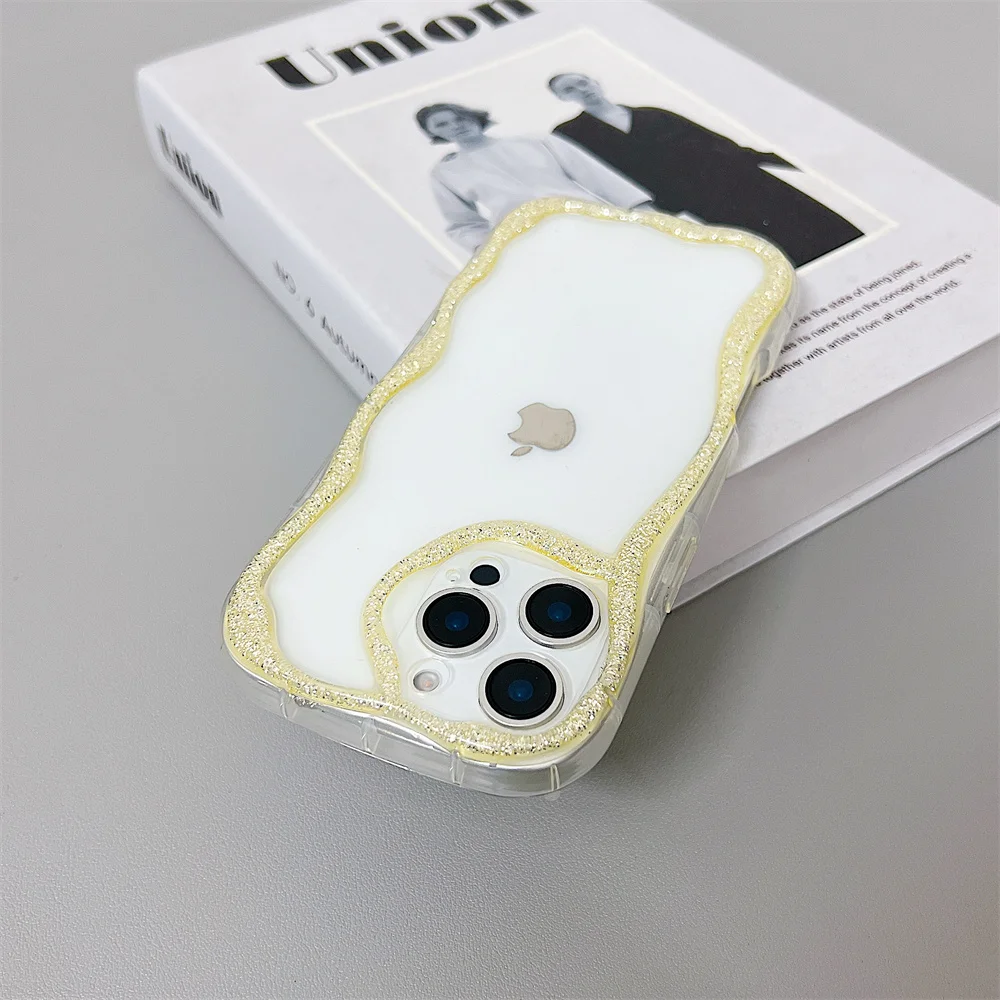 (iphone 16 Plus, Amarillo) Funda Para Teléfono Con Diseño Ondulado, Compatible Con Iphone, Transparente, Bonita, Funda Protectora A Prueba De Golpes.
