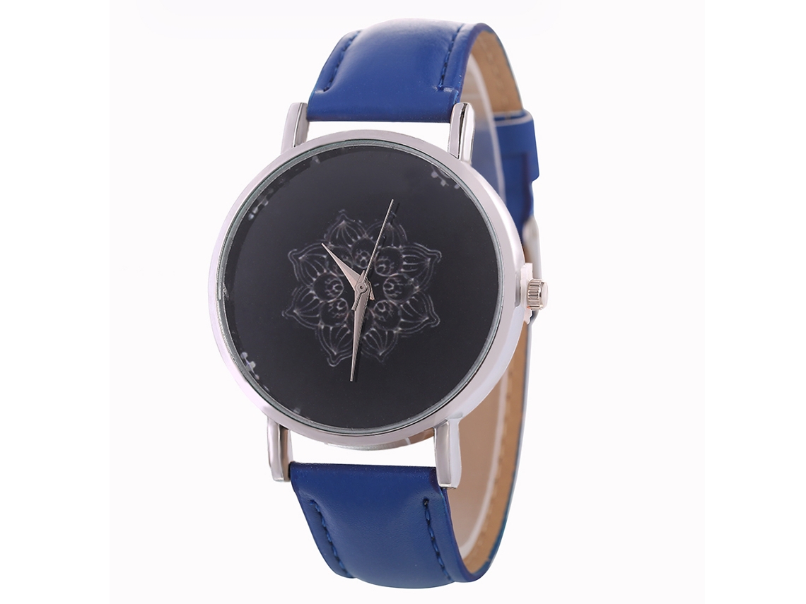 Reloj De Pulsera Analógico Para Hombre Y Mujer Con Correa De Pu Azul Marino.