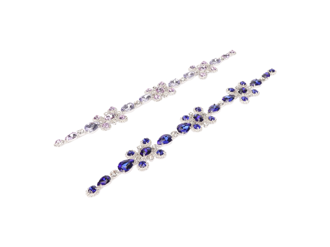2 Piezas De Borde De Diamantes De Imitación Con Diseño Floral De Diamantes, Cristal, Para Bodas Y Festivales.