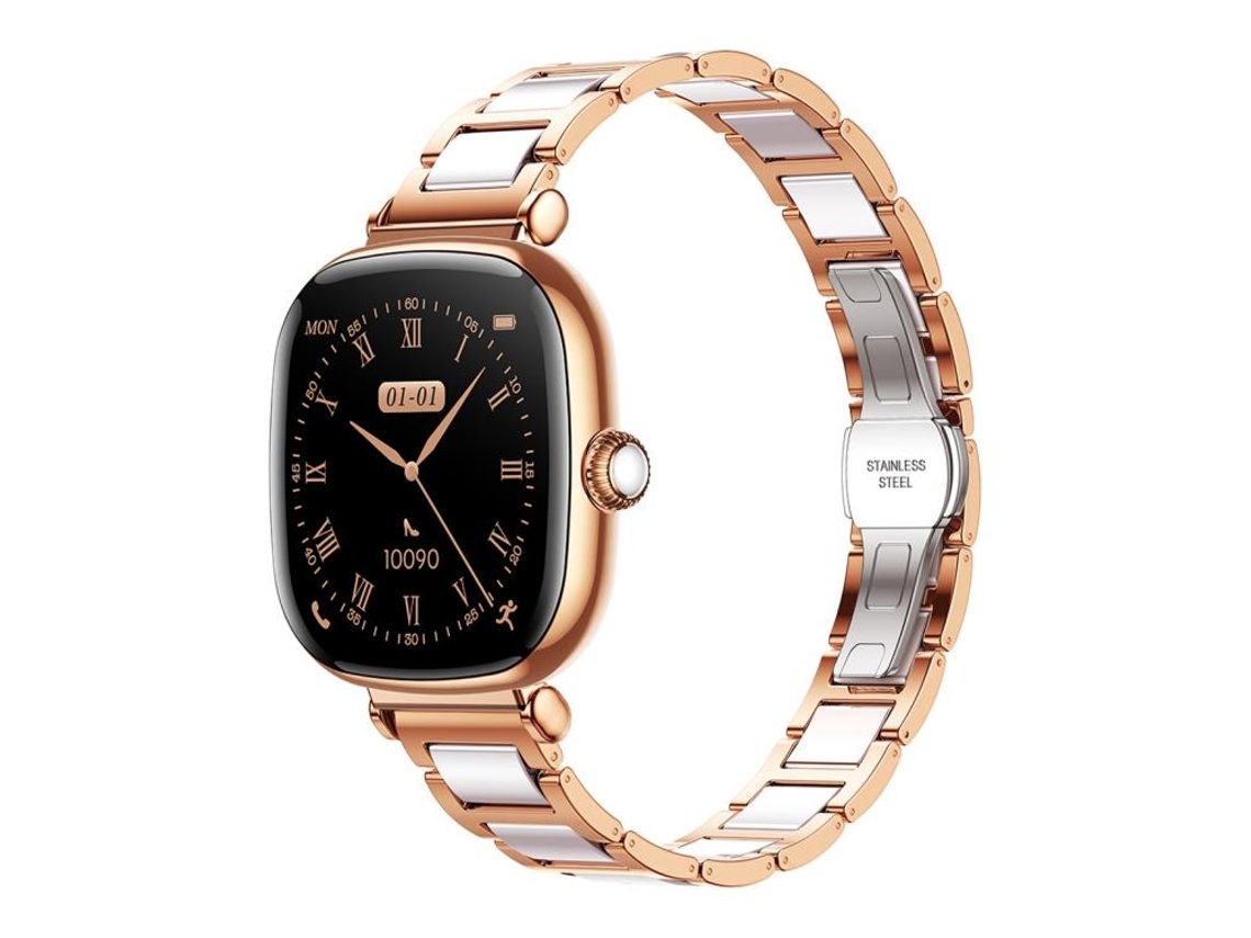 Smartwatch con pantalla AMOLED de 1,7 pulgadas y resistencia al agua ATM (bañado en oro).