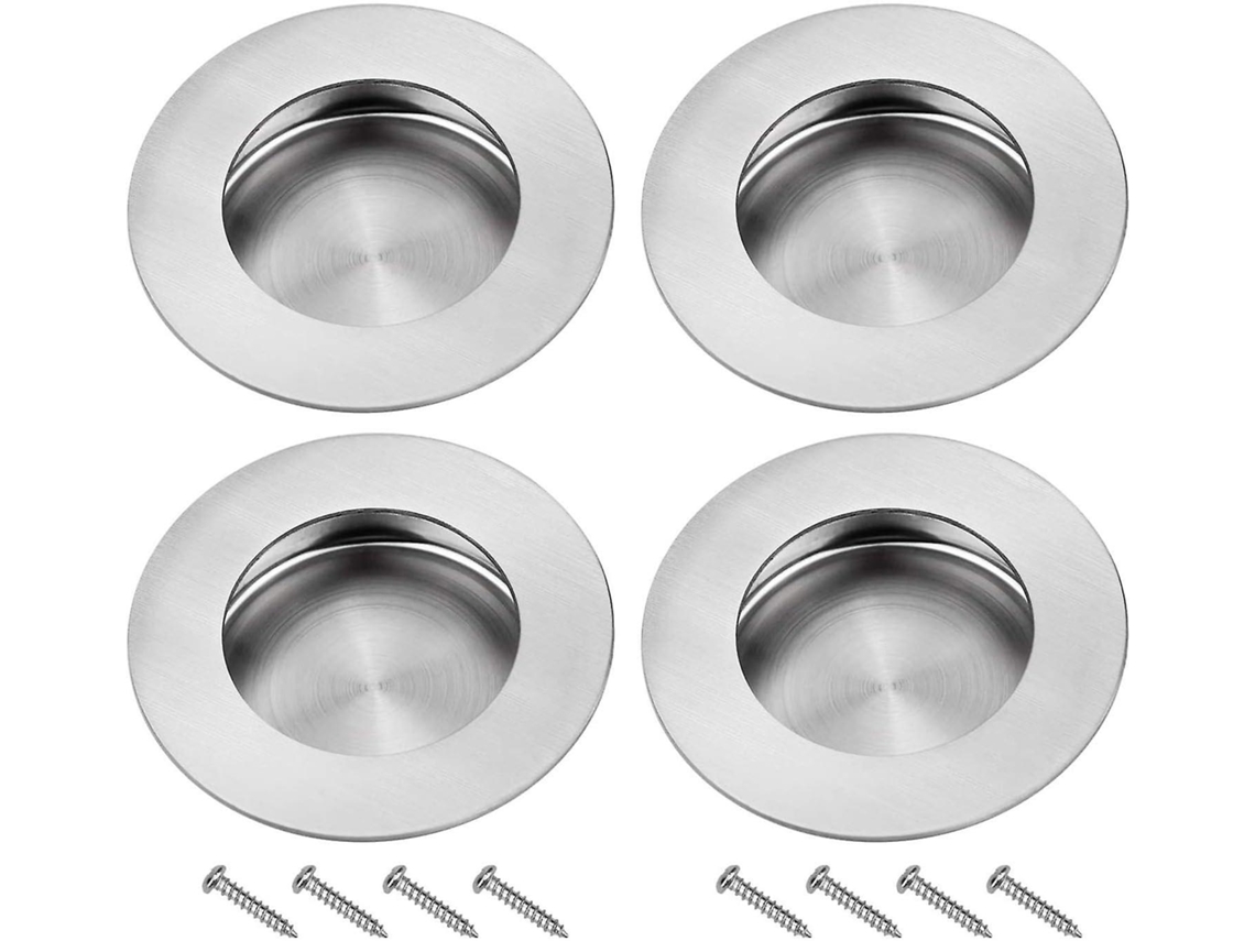 Mango Deslizante Empotrado Acero Inoxidable 304 Redondo Invisible Para Puerta Deslizante Armario Cajón 4 Piezas Con 8 Tornillos