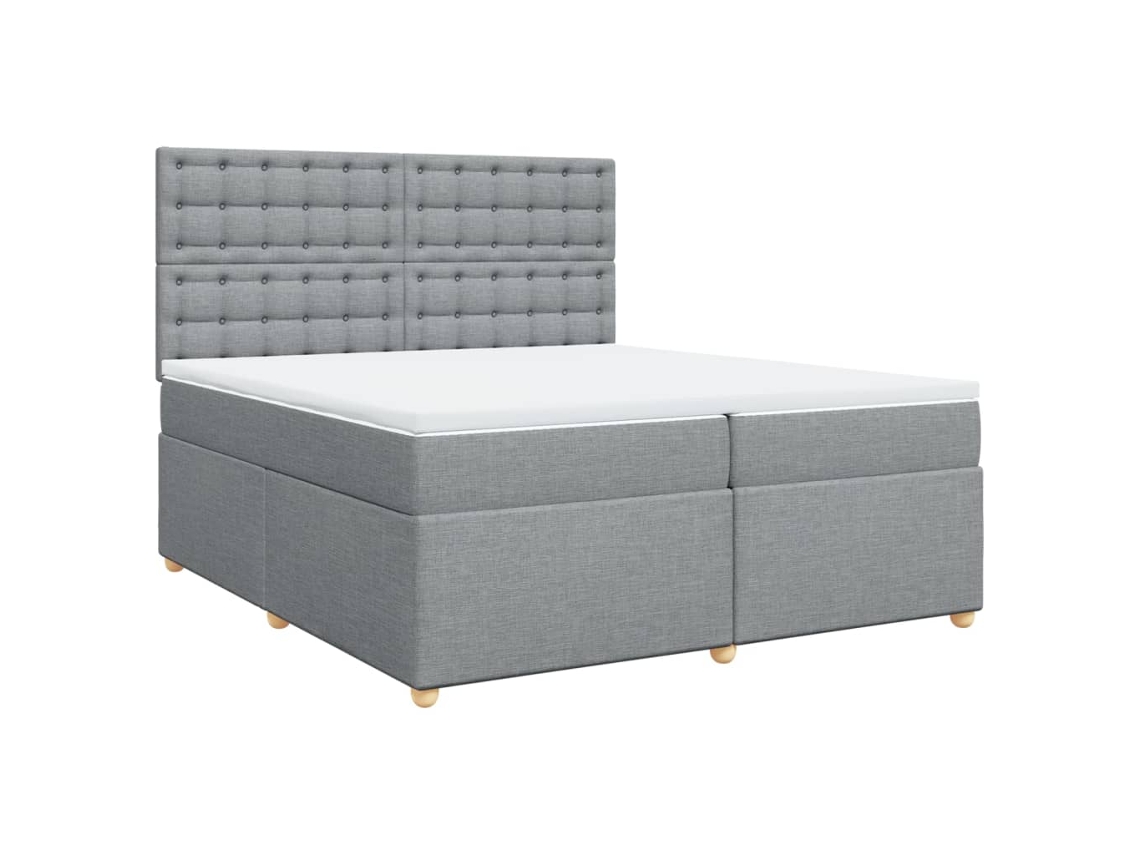 Maison Exclusive - Cama Box Spring Con Colchón Tela Gris Claro 200x200 Cm