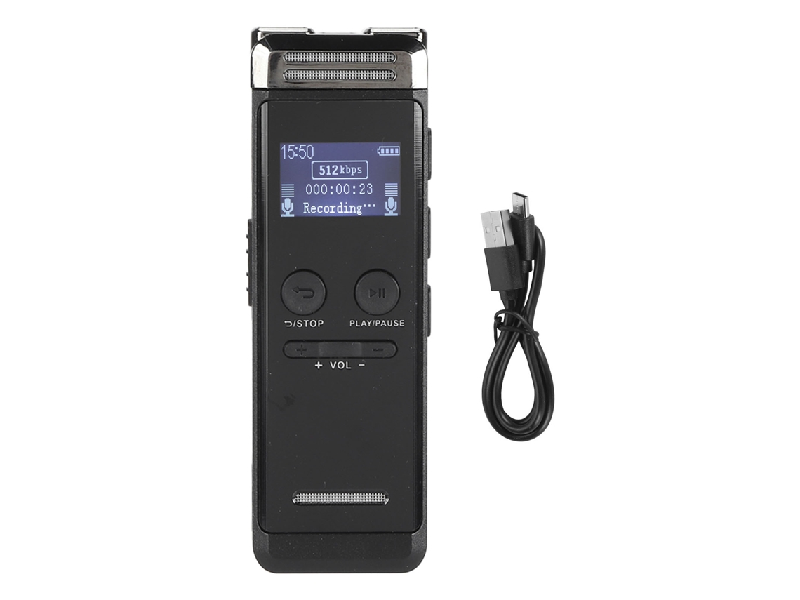 Gravador De Voz Digital 32gb Multifuncional De Liga De Zinco Compacto Com Microfone Omnidirecional E Alto-falante Integrado