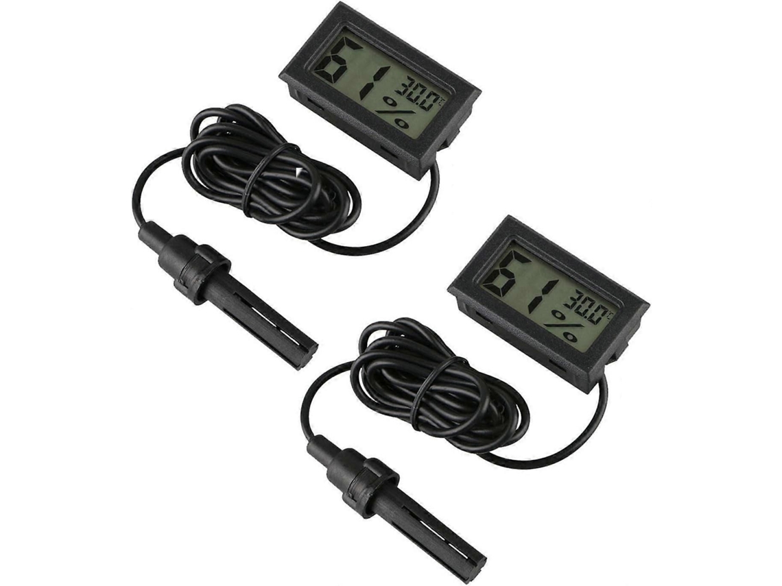Termómetro e higrómetro digital, paquete de 2 mini termómetros e higrómetros con sonda, medidor de temperatura y humedad GOKOCO (paquete de 2)