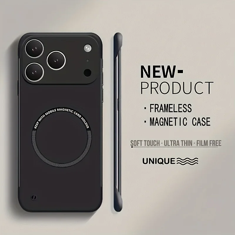 (iphone 11 Pro Negro) Funda Magnética Sin Marco, Compatible Con La Función Magsafe, Cubierta Trasera Mate