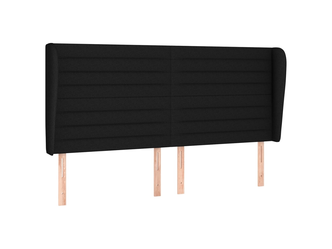 Maison Exclusive - Cabecero Con Orejas De Tela Negro 203x23x118/128 Cm