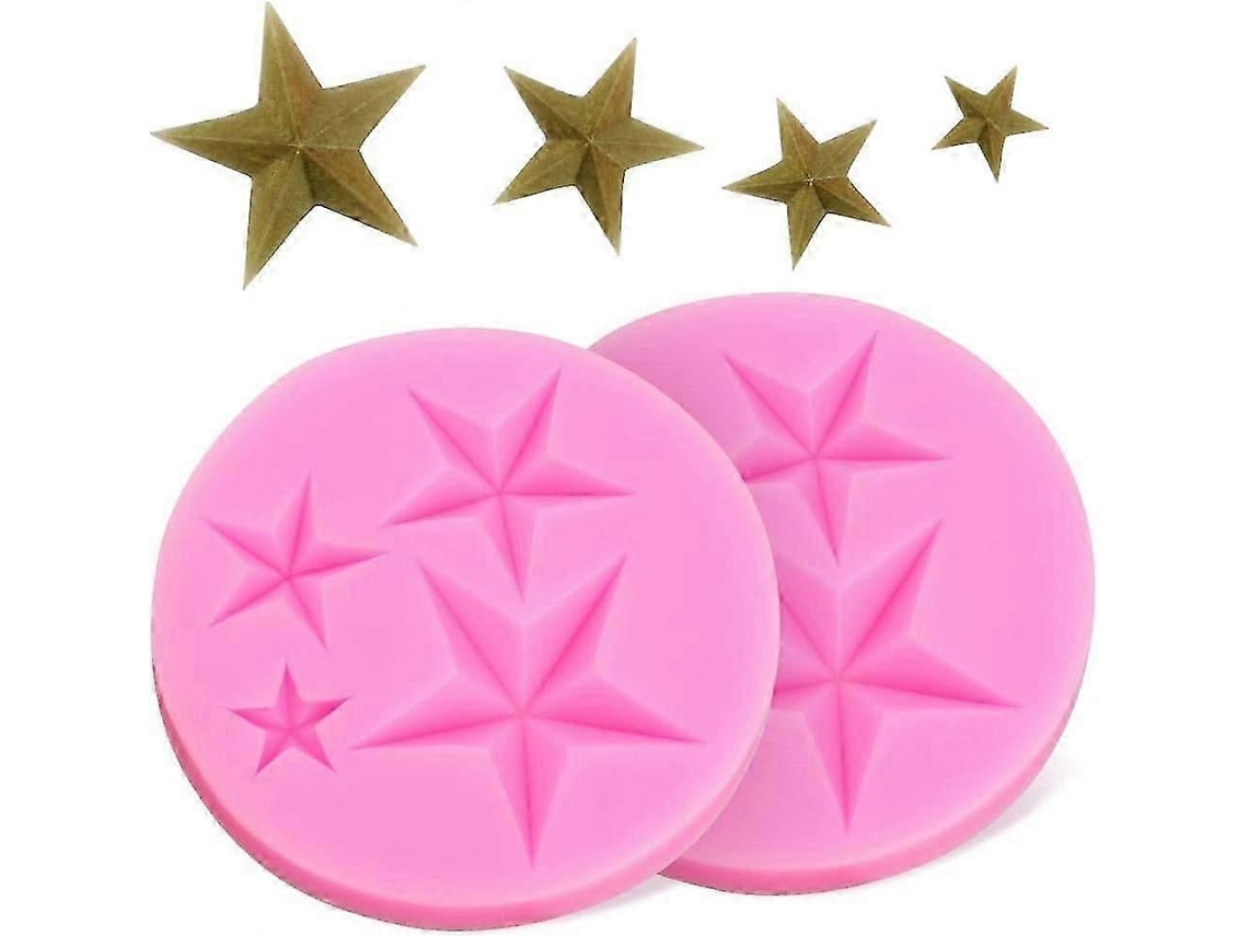 Molde De Silicona En Forma De Estrella, 2 Piezas, 3d, Para Gelatina, Pasta De Goma, Fondant, Pudin.