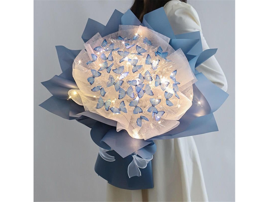 Ramo De Flores Con 52 Mariposas Y Luces Led, Set De Regalo Para El Día De San Valentín O Aniversario.