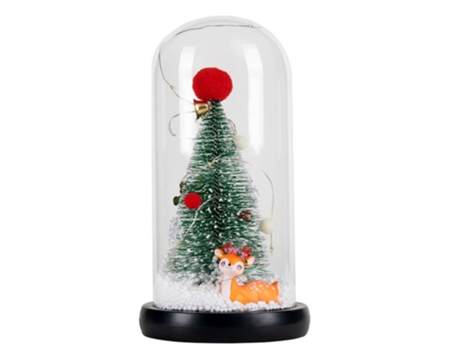 Árbol de Navidad en cúpula de cristal Pequeño árbol de Navidad Iluminación Adorno de escritorio Mini árbol de Navidad brillante