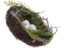 Juego 5 Nidos Decorativos Pájaros Huevos Artificiales Plástico Estilo Natural Creativo Decoración Jardines