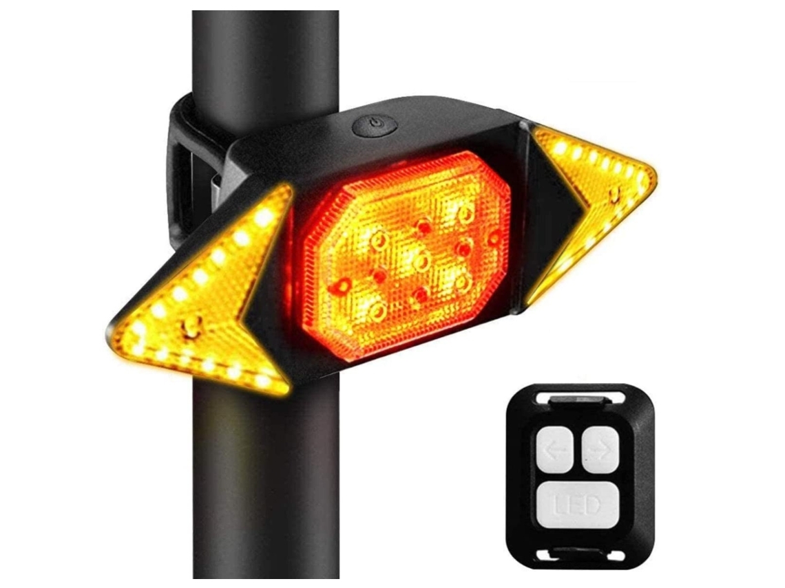 Luz trasera de bicicleta parpadea luces traseras de bicicleta con Control remoto inalámbrico USB recargable 5 modos negro-negro ENZONS
