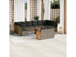 Conjunto de sofá de jardín de 13 piezas con cojines de mimbre gris de DKD Home Decor