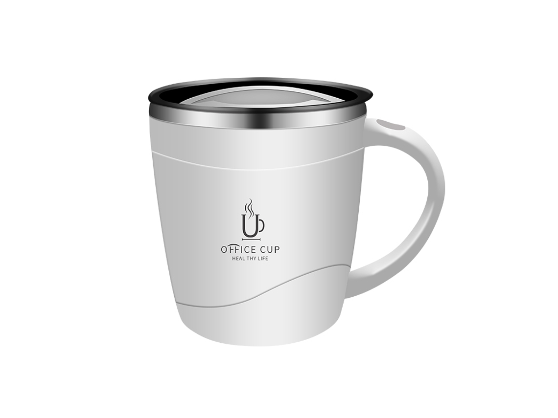 Caneca de Café em Aço Inoxidável 304 com Tampa, Caneca Isolada de Camada Dupla Resistente Ao Calor com Alça. MDUG (branca)
