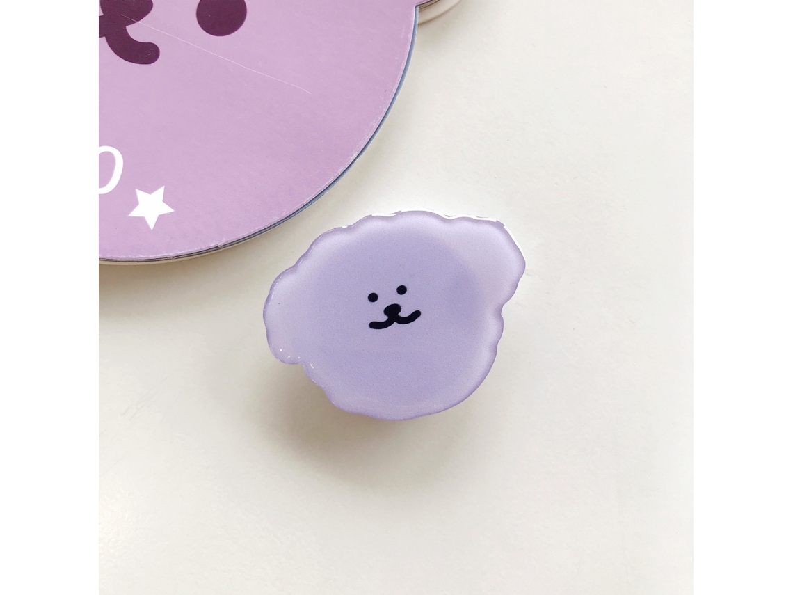 Lindo Soporte De Anillo Para Teléfono Celular Con Diseño De Osito De Peluche Morado De Dibujos Animados E3, Innovador Y Plegable Con Asa Para Dedo.