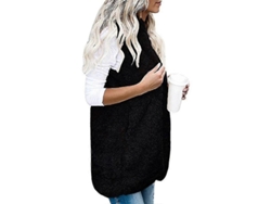 Chaleco Abrigo Urso De Pelúcia Para Mulher Sem Mangas Lã De Algodão Macia Inverno Roupa De Abrigo Preta