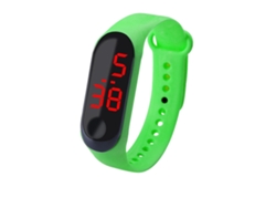 Reloj digital con pantalla LED, pulsera electrónica para fitness y deporte con control mediante un solo botón.