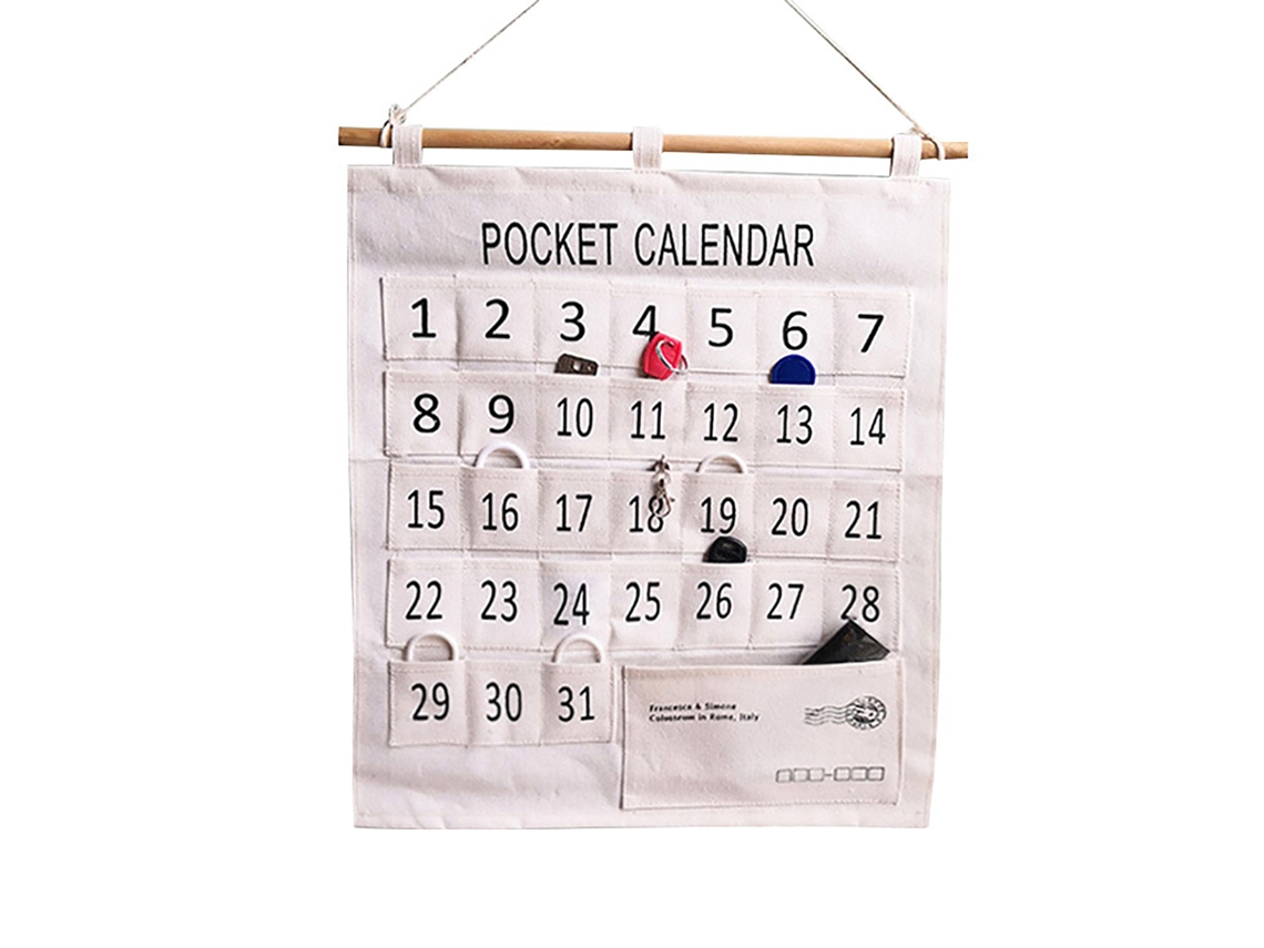 Organizador De Pared Para Aula Con Calendario Numerado Y Bolsillo, De Algodón Y Lino, Con 31 Bolsillos.