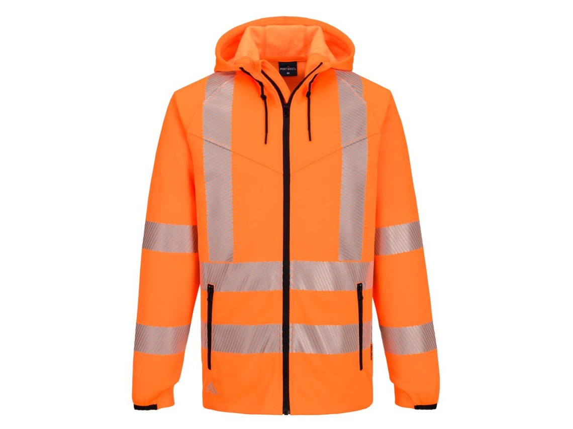 Sudadera Con Capucha Alta Visibilidad Kx3 Sport Con Cremallera Naranja / Xl